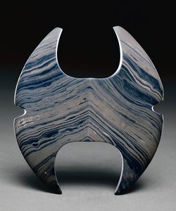 Oval bannersten, nordamerikansk arkæisk periode, 2000-1000 f.Kr. (skifer) af Prehistoric